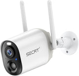 Wireless Outdoor Security Camera, SECRT Battery Powered 1080P WiFi Surveillance Cameras for Home Security System, Color Night Vision, Motion Detection, Siren Alarm and Spotlight, 2-Way-Talk,Waterproof